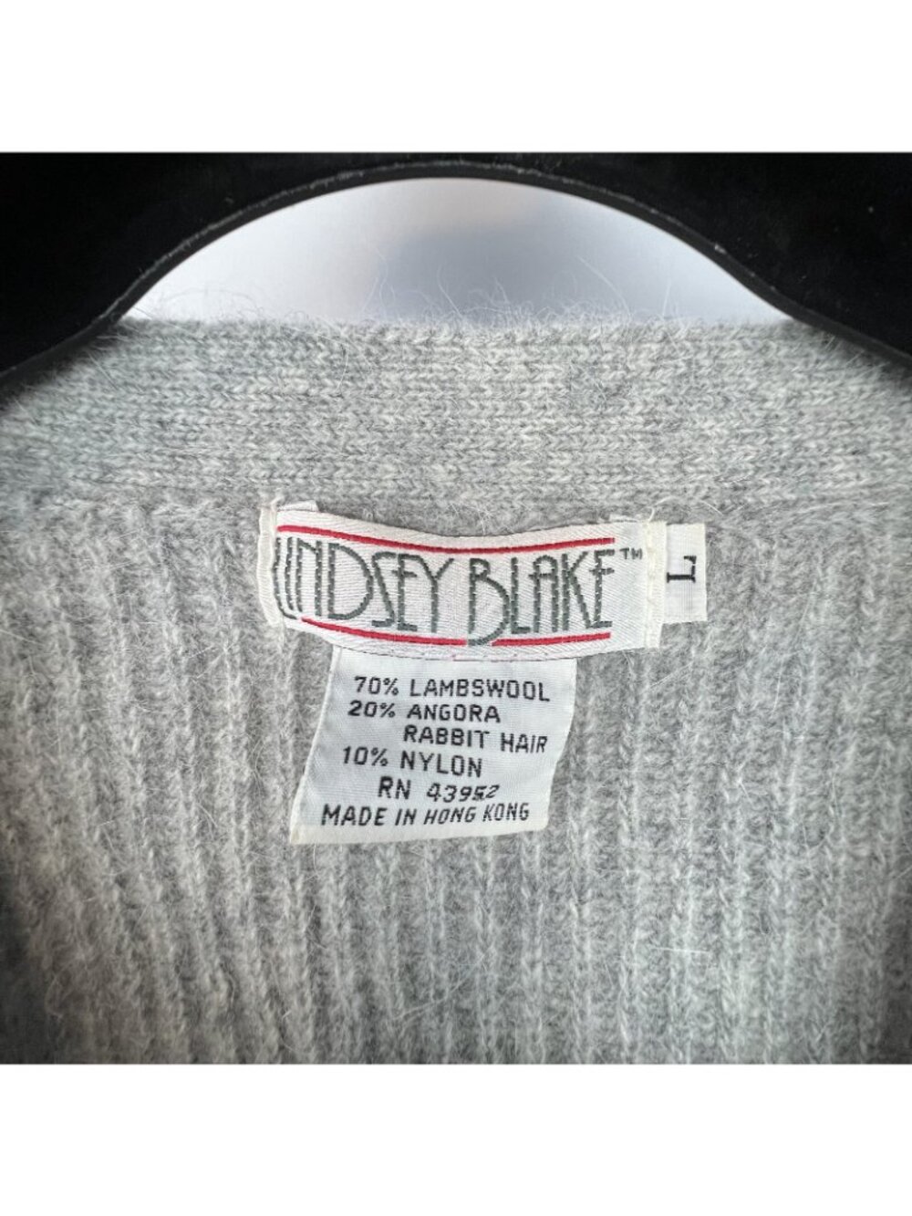 Lindsey Blake Women’s Cardigan Gray Lambswool Rabbit Hair Knit Sweater L - Picture 2 of 3
